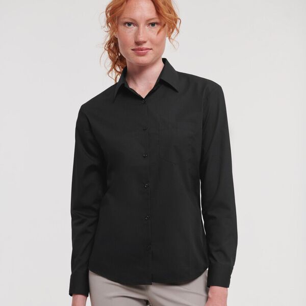 Women's long sleeve polycotton easycare poplin shirt Thumbnail